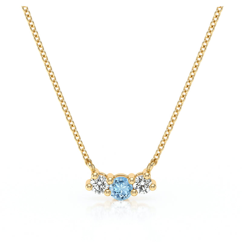 Collier trilogie aigue-marine et diamant Coucher de Soleil - 3