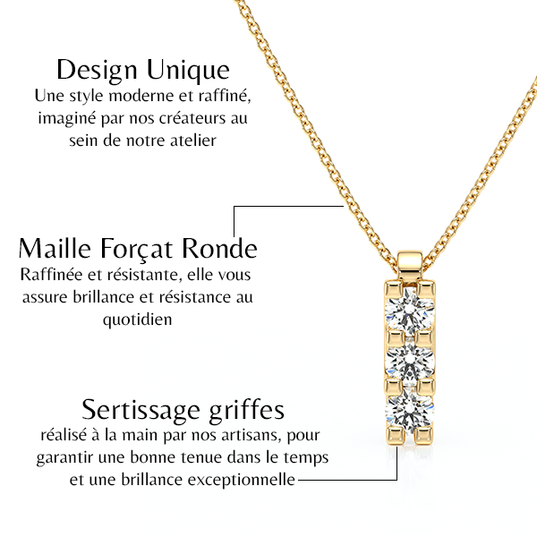 Collier trilogie diamant Coucher de Soleil - 2