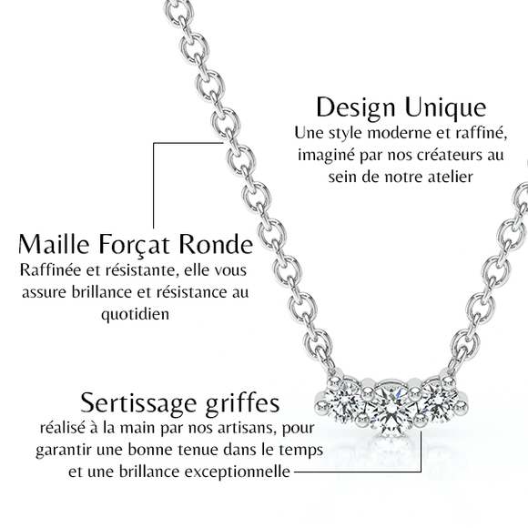 Collier trilogie rubis et diamant Coucher de Soleil - 3