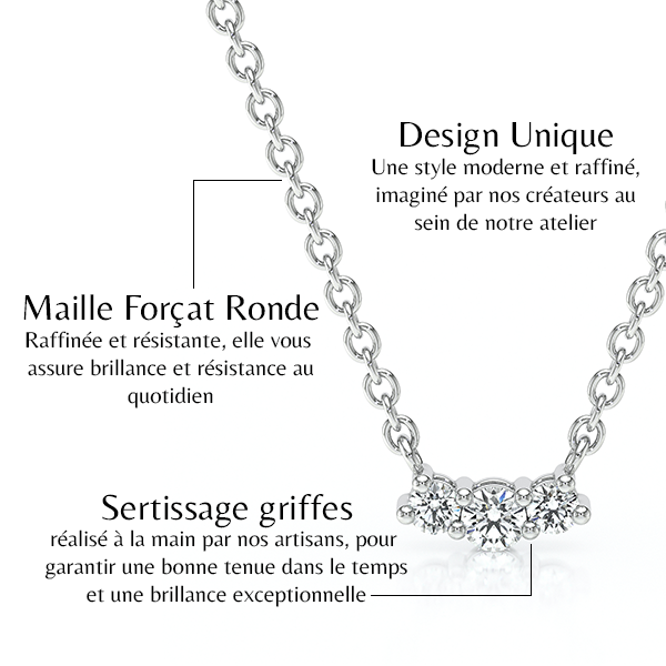 Collier trilogie diamant Coucher de Soleil - 3