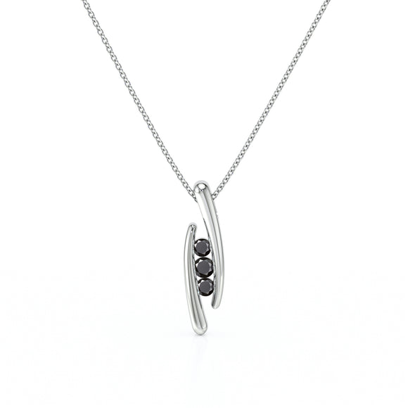 Collier trilogie diamant noir Premier Pas - 1