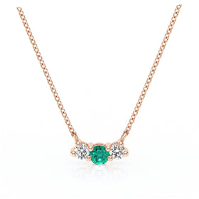 Collier trilogie émeraude et diamant Coucher de Soleil - 3