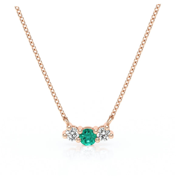 Collier trilogie émeraude et diamant Coucher de Soleil - 3