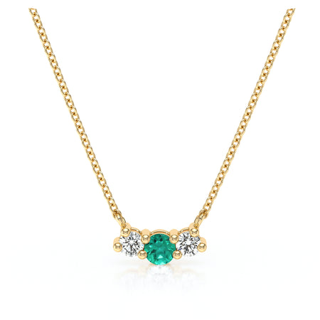 Collier trilogie émeraude et diamant Coucher de Soleil - 3