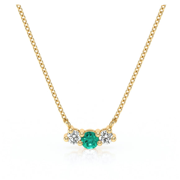 Collier trilogie émeraude et diamant Coucher de Soleil - 3