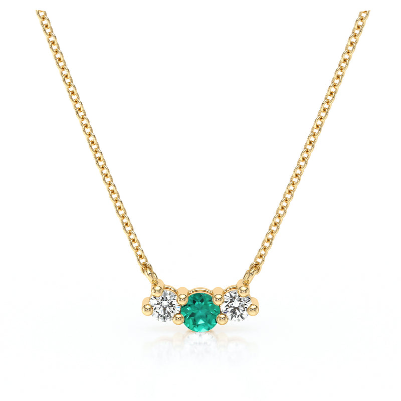 Collier trilogie émeraude et diamant Coucher de Soleil - 3