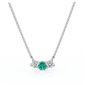 Collier trilogie émeraude et diamant Coucher de Soleil - 3