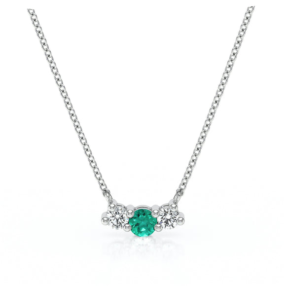 Collier trilogie émeraude et diamant Coucher de Soleil - 3