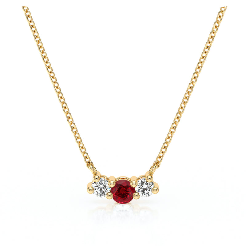 Collier trilogie rubis et diamant Coucher de Soleil - 3