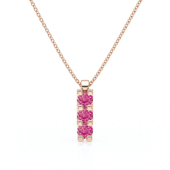 Collier trilogie saphir rose Coucher de Soleil - 2