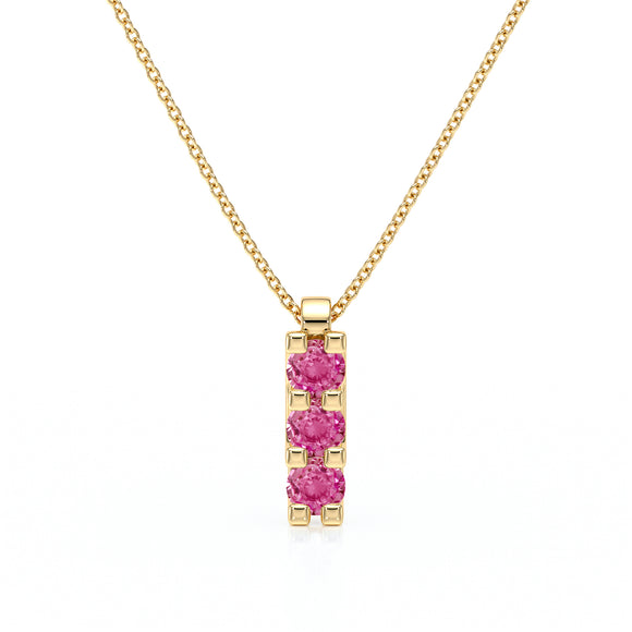 Collier trilogie saphir rose Coucher de Soleil - 2
