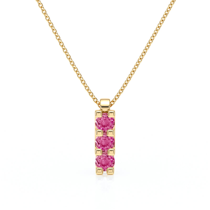 Collier trilogie saphir rose Coucher de Soleil - 2