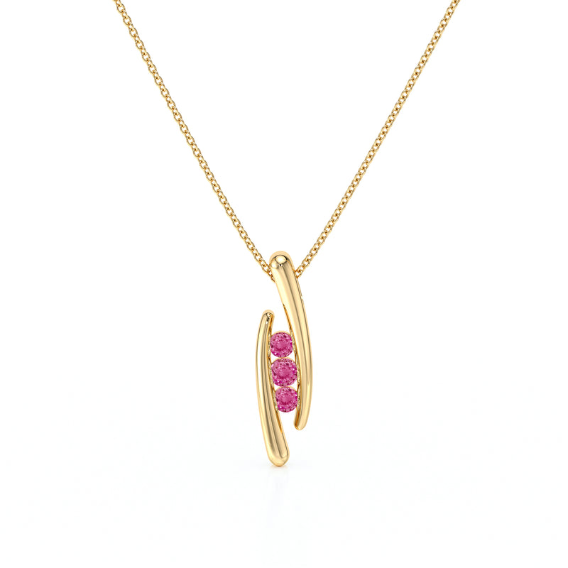Collier trilogie saphir rose Premier Pas - 1
