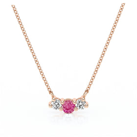 Collier trilogie saphir rose et diamant Coucher de Soleil - 3