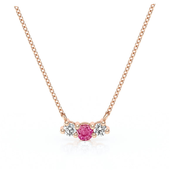 Collier trilogie saphir rose et diamant Coucher de Soleil - 3