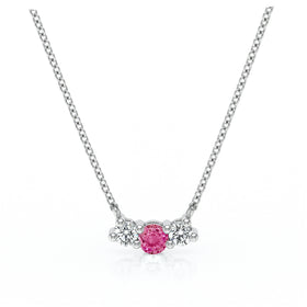 Collier trilogie saphir rose et diamant Coucher de Soleil - 3