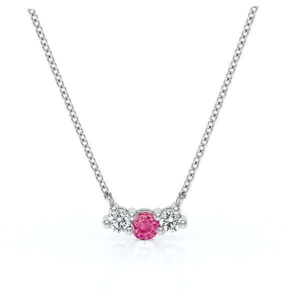 Collier trilogie saphir rose et diamant Coucher de Soleil - 3