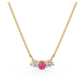 Collier trilogie saphir rose et diamant Coucher de Soleil - 3