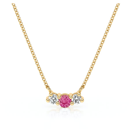 Collier trilogie saphir rose et diamant Coucher de Soleil - 3