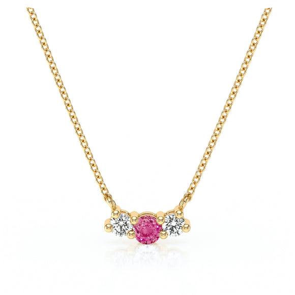 Collier trilogie saphir rose et diamant Coucher de Soleil - 3