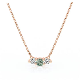 Collier trilogie saphir vert et diamant Coucher de Soleil - 3