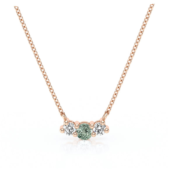 Collier trilogie saphir vert et diamant Coucher de Soleil - 3