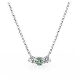 Collier trilogie saphir vert et diamant Coucher de Soleil - 3