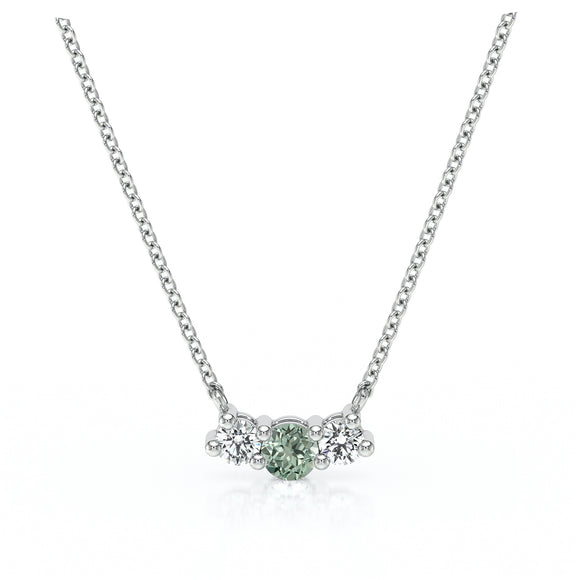 Collier trilogie saphir vert et diamant Coucher de Soleil - 3