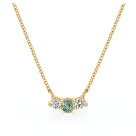 Collier trilogie saphir vert et diamant Coucher de Soleil - 3