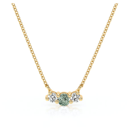 Collier trilogie saphir vert et diamant Coucher de Soleil - 3