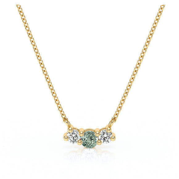 Collier trilogie saphir vert et diamant Coucher de Soleil - 3