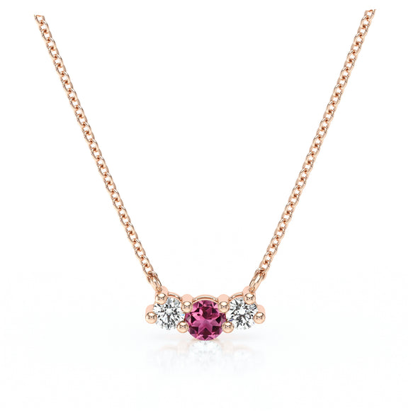 Collier trilogie tourmaline et diamant Coucher de Soleil - 3