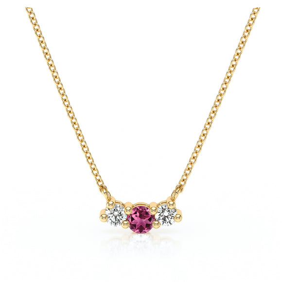 Collier trilogie tourmaline et diamant Coucher de Soleil - 3
