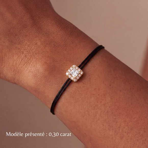 Bracelet cordon saphir rose entourage diamant Coup de Foudre - 4