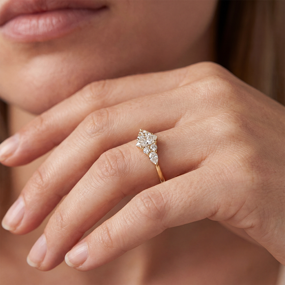 Solitaire accompagné topaze diamant Divine Idylle - 9
