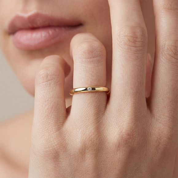 Alliance émeraude demi jonc Pour le Meilleur - 2,5mm