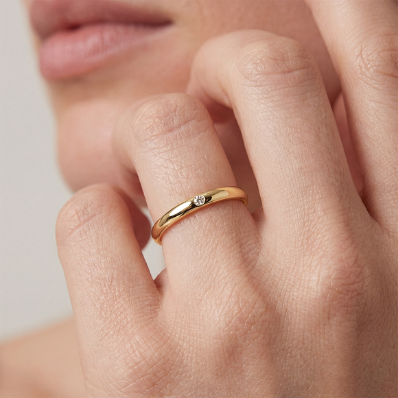 Alliance émeraude demi jonc Pour le Meilleur - 2mm