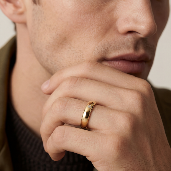 Alliance émeraude demi jonc Pour le Meilleur - 4,5mm