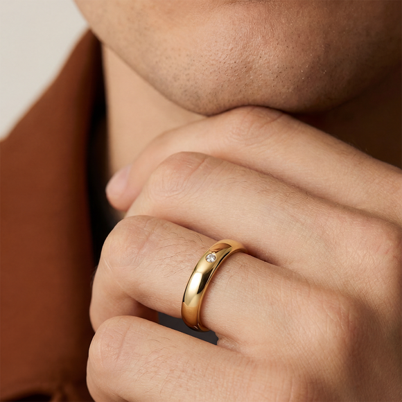 Alliance émeraude demi jonc Pour le Meilleur - 4mm