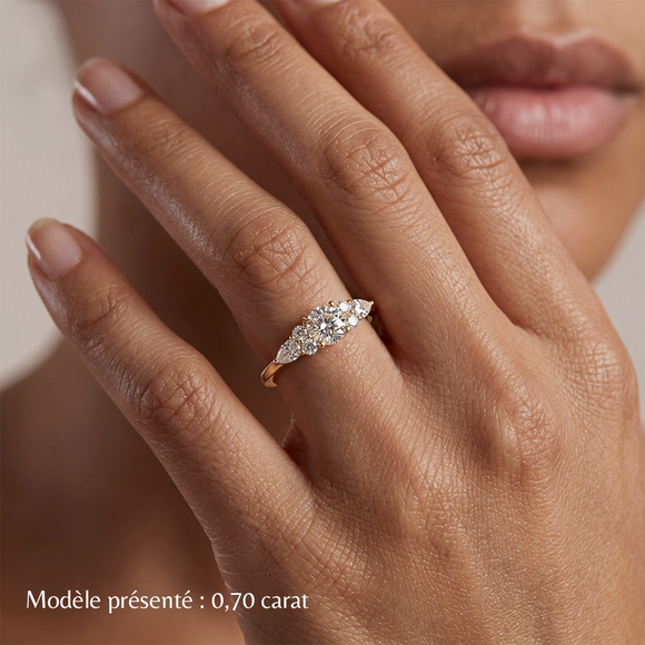 Solitaire accompagné tourmaline diamant Divine Idylle - 13