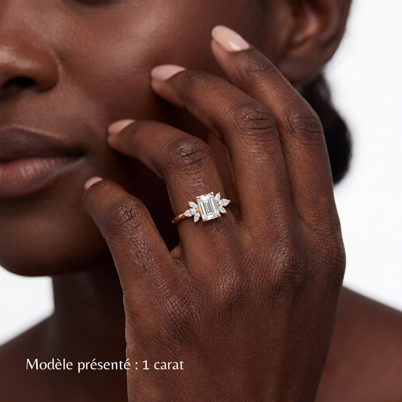 Solitaire accompagné diamant Divine Idylle - 18