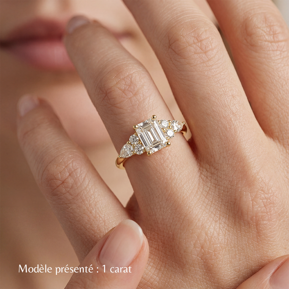 Solitaire accompagné saphir vert diamant Divine Idylle - 10