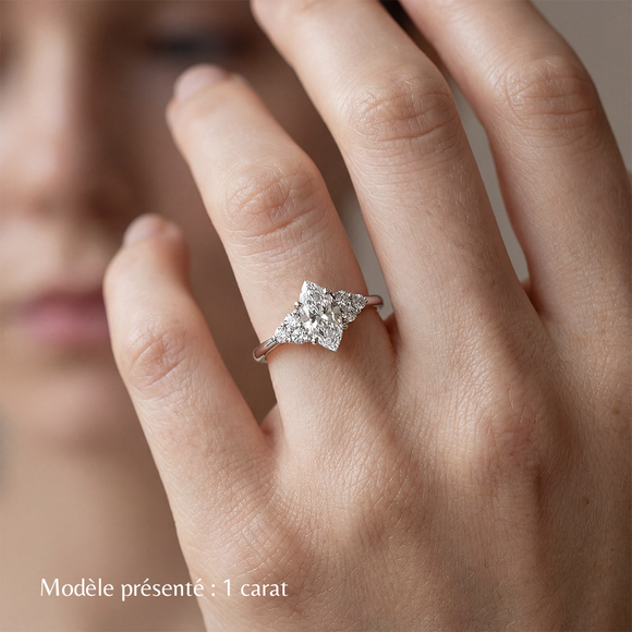 Solitaire accompagné saphir rose et diamant Divine Idylle - 11