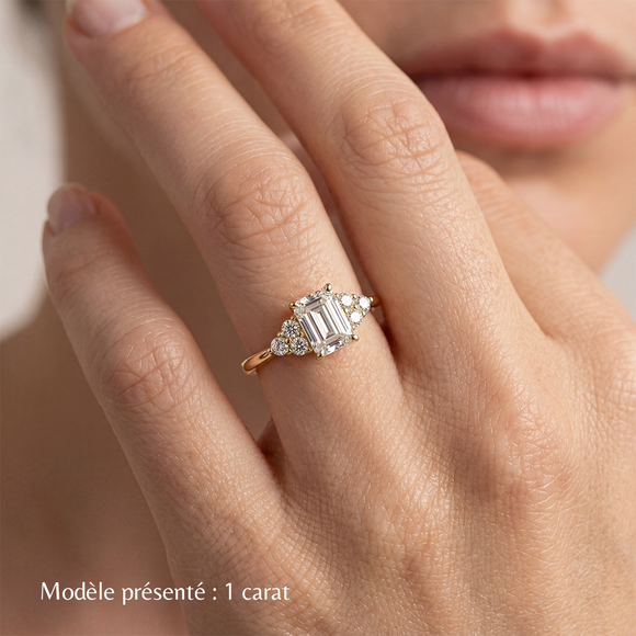 Solitaire accompagné saphir rose et diamant Divine Idylle - 12