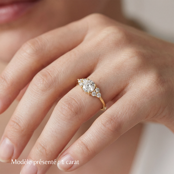 Solitaire accompagné saphir rose diamant Divine Idylle - 14