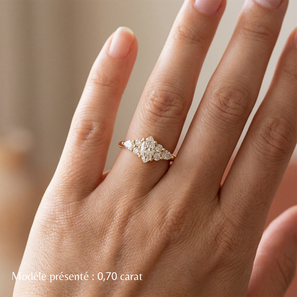 Solitaire accompagné topaze diamant Divine Idylle - 9