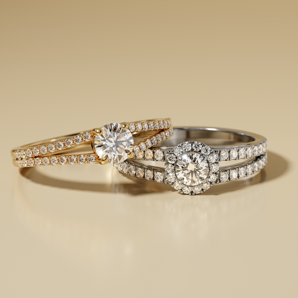 Solitaire accompagné diamant noir Divine Idylle - 8