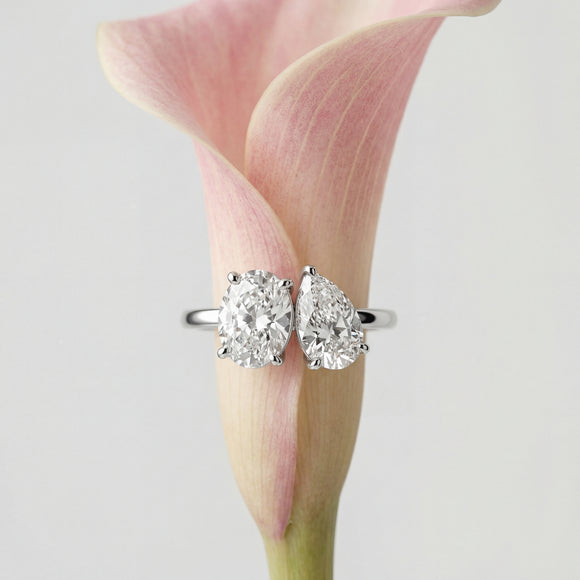 Bague solitaire diamant Toi et Moi