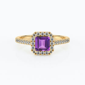 Bague entourage améthyste et diamant Promets Moi - 1