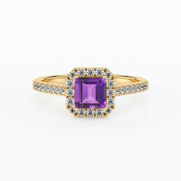 Bague entourage améthyste et diamant Promets Moi - 1